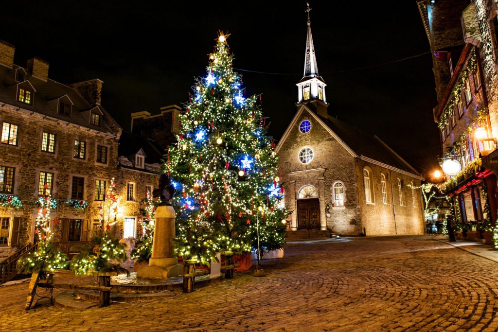 The Petit-Champlain at Lower Old Town (Basse-Ville) at night on christmas event